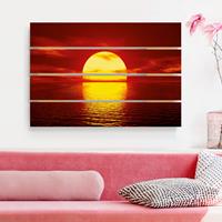 Bilderwelten Holzbild Plankenoptik Natur & Landschaft - Querformat Fantastic Sunset