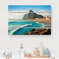 Bilderwelten Holzbild Plankenoptik Natur & Landschaft - Querformat Gibraltar am Meer