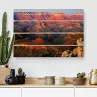 Bilderwelten Holzbild Plankenoptik Natur & Landschaft - Querformat Grand Canyon nach dem Sonnenuntergang