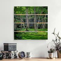 Bilderwelten Holzbild Plankenoptik Natur & Landschaft - Quadrat Japanischer Wald