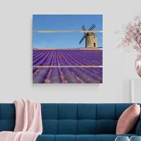 Bilderwelten Holzbild Plankenoptik Architektur & Skyline - Quadrat Lavendelduft in der Provence