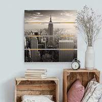 Bilderwelten Holzbild Plankenoptik Architektur & Skyline - Quadrat Manhattan Skyline