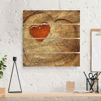 Bilderwelten Holzbild Plankenoptik - Quadrat Natural Love