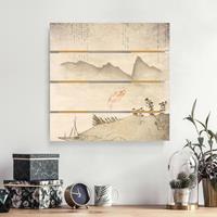 Bilderwelten Holzbild Plankenoptik Kunstdruck - Quadrat No.MW8 Japanische Stille