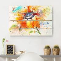 Bilderwelten Holzbild Plankenoptik Blumen - Querformat Painted Sunflower