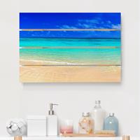 Bilderwelten Holzbild Plankenoptik Blumen - Querformat Paradise Beach I