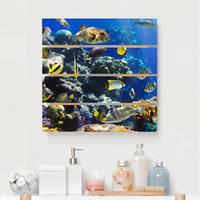 Bilderwelten Holzbild Plankenoptik Natur & Landschaft - Quadrat Underwater Reef