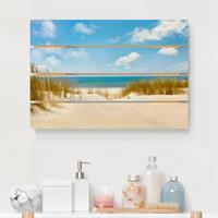 Bilderwelten Holzbild Plankenoptik Natur & Landschaft - Querformat Strand an der Nordsee