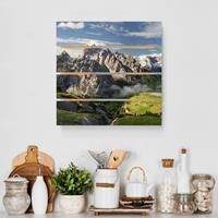 Bilderwelten Holzbild Plankenoptik Natur & Landschaft - Quadrat Italienische Alpen