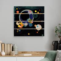 Bilderwelten Holzbild Plankenoptik Kunstdruck - Quadrat Wassily Kandinsky - Skizze Kreise