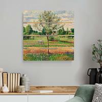 Bilderwelten Holzbild Plankenoptik Natur & Landschaft - Quadrat Camille Pissarro - Wiese mit Schimmel