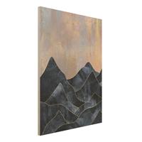 Bilderwelten Holzbild Abstrakt - Hochformat 3:4 Goldene DÃmmerung Ã¼ber Gebirge