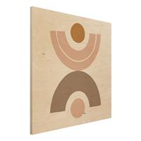 Bilderwelten Holzbild Abstrakt - Quadrat Line Art Abstrakte Formen Pastell