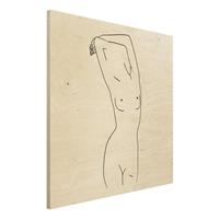 Bilderwelten Holzbild Akt & Erotik - Quadrat Line Art Frauenakt Schwarz WeiÃŸ