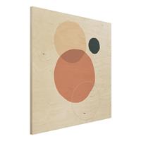 Bilderwelten Holzbild Abstrakt - Quadrat Line Art Kreise Pastell