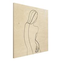 Bilderwelten Holzbild Akt & Erotik - Quadrat Line Art RÃ¼cken Frau Schwarz WeiÃŸ