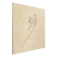 Bilderwelten Holzbild Portrait - Quadrat Fragende Hand Line Art