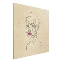 Bilderwelten Holzbild Portrait - Quadrat Portrait Frau Line Art