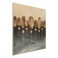 Bilderwelten Holzbild Abstrakt - Quadrat Abstrakte goldene Steine