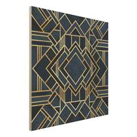 Bilderwelten Holzbild Abstrakt - Quadrat Art Deco Gold