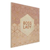 Bilderwelten Holzbild Abstrakt - Quadrat Boss Lady Sechsecke Rosa