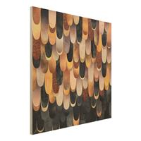 Bilderwelten Holzbild Abstrakt - Quadrat Federn Bronze Schwarz