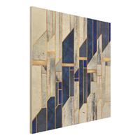 Bilderwelten Holzbild Abstrakt - Quadrat Geometrische Formen mit Gold