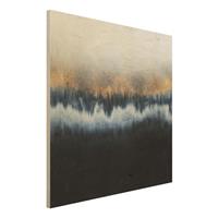 Bilderwelten Holzbild Abstrakt - Quadrat Goldener Horizont