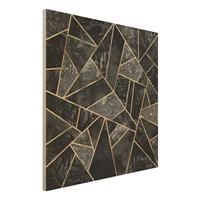 Bilderwelten Holzbild Abstrakt - Quadrat Graue Dreiecke Gold