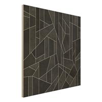 Bilderwelten Holzbild Abstrakt - Quadrat Schwarz WeiÃŸ Geometrie Aquarell