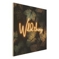 Bilderwelten Holzbild Abstrakt - Quadrat Wild Thing goldene BlÃtter