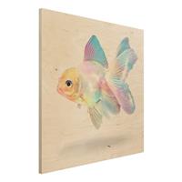 Bilderwelten Holzbild Tiere - Quadrat Fisch in Pastell