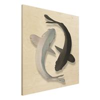 Bilderwelten Holzbild Tiere - Quadrat Fische Ying & Yang