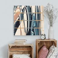 Bilderwelten Holzbild Plankenoptik Blau und Beige Streifen