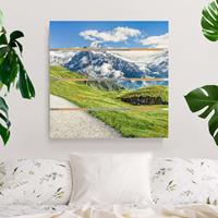 Bilderwelten Holzbild Plankenoptik Grindelwald Panorama