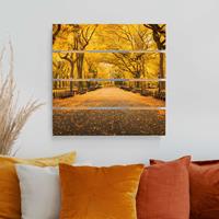 Bilderwelten Holzbild Plankenoptik Herbst im Central Park