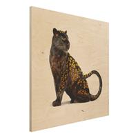 Bilderwelten Holzbild Tiere - Quadrat Goldener Panther