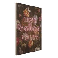 Bilderwelten Holzbild Blumen - Hochformat 3:4 Live Color Fully