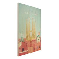 Bilderwelten Holzbild Architektur & Skyline - Hochformat 2:3 Reiseposter - Barcelona