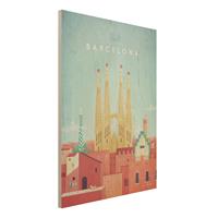 Bilderwelten Holzbild Architektur & Skyline - Hochformat 3:4 Reiseposter - Barcelona
