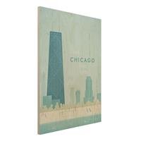 Bilderwelten Holzbild Architektur & Skyline - Hochformat 3:4 Reiseposter - Chicago