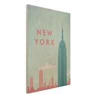 Bilderwelten Holzbild Architektur & Skyline - Hochformat 3:4 Reiseposter - New York
