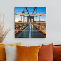 Bilderwelten Holzbild Plankenoptik Morgenblick von der Brooklyn Bridge