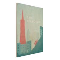 Bilderwelten Holzbild Architektur & Skyline - Hochformat 3:4 Reiseposter - San Francisco
