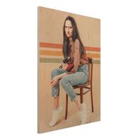 Bilderwelten Holzbild Portrait - Hochformat 3:4 Retro Mona Lisa