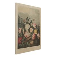 Bilderwelten Holzbild Blumen - Hochformat 3:4 Botanik Vintage Illustration Rosen