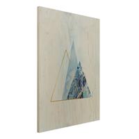 Bilderwelten Holzbild Abstrakt - Hochformat 3:4 Geometrie in Blau und Gold II
