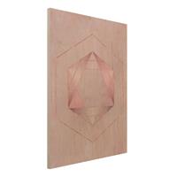 Bilderwelten Holzbild Abstrakt - Hochformat 3:4 Geometrie in Rosa und Gold I