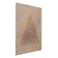 Bilderwelten Holzbild Abstrakt - Hochformat 3:4 Geometrie in Rosa und Gold II