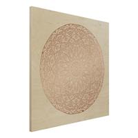 Bilderwelten Holzbild Muster & Textur - Quadrat Mandala Ornament in Kupfergold